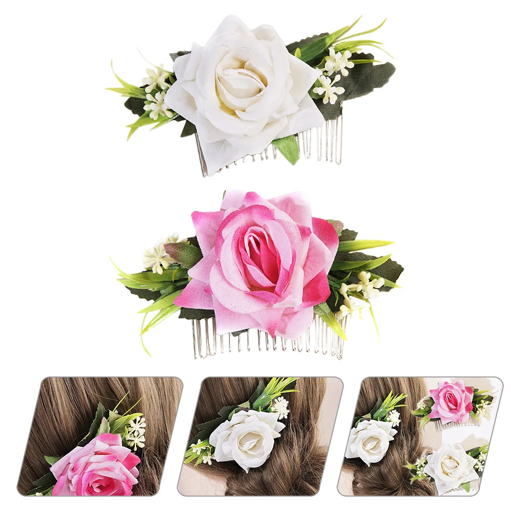 

2Pcs Bridal Floral Hair Combs Wedding Hair Accessories Charming Bridal Headpiece Romantic Design for Brides Photo Shoots