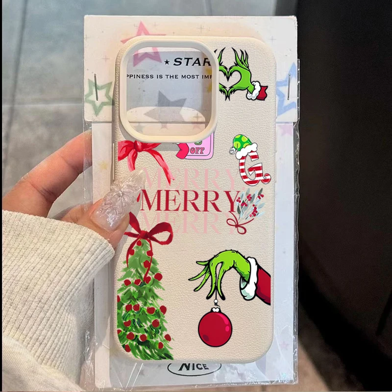 Minimalist Christmas Tree Slogan Pattern Phone Case For iPhone 11 12 13 14 15 16 17 18 Pro Max XS XR X 16 Plus 16e 17e Air Cover