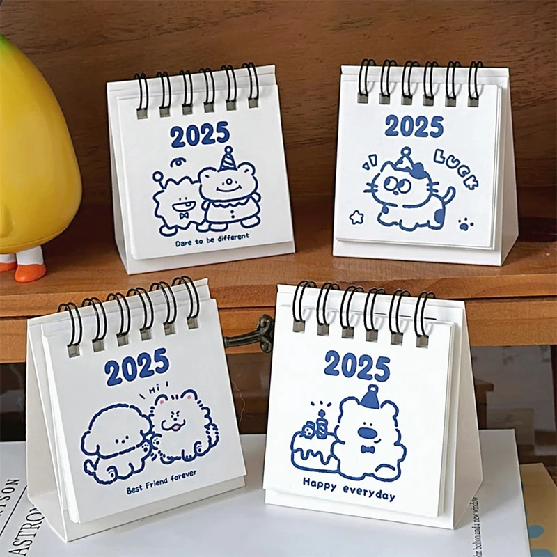 6Style 1Pcs/pack2025 Mini Cute Desktop Calendar for Desktop Office Learning Schedule Notetaking Ornament