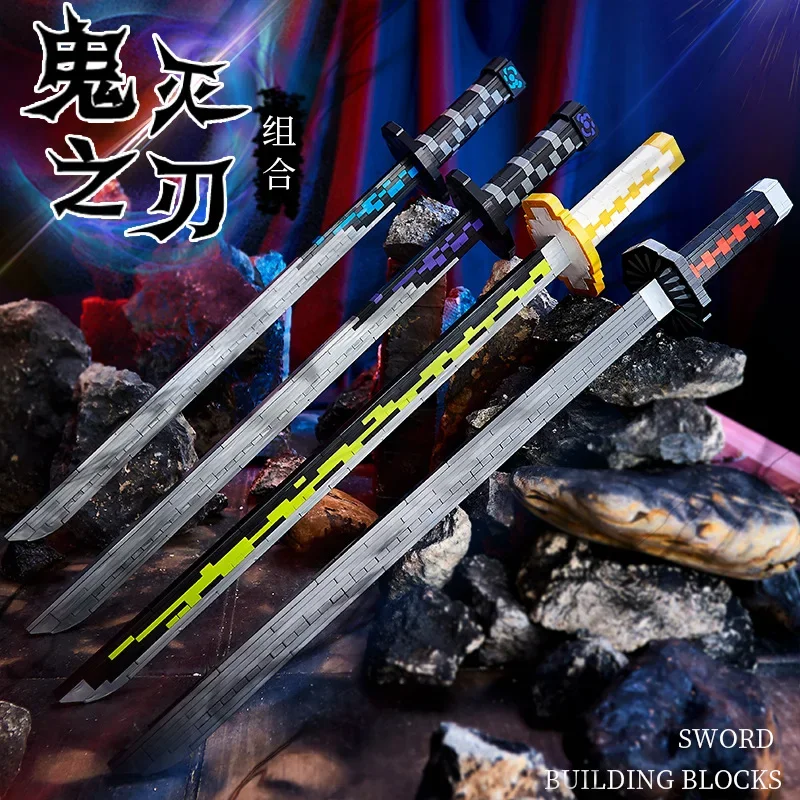 

MOC Demon Slayer Nichirin Sword Building Blocks Rengoku Kyoujurou Blade Katana Knife Weapon Bricks Toys Boy Brick Sword