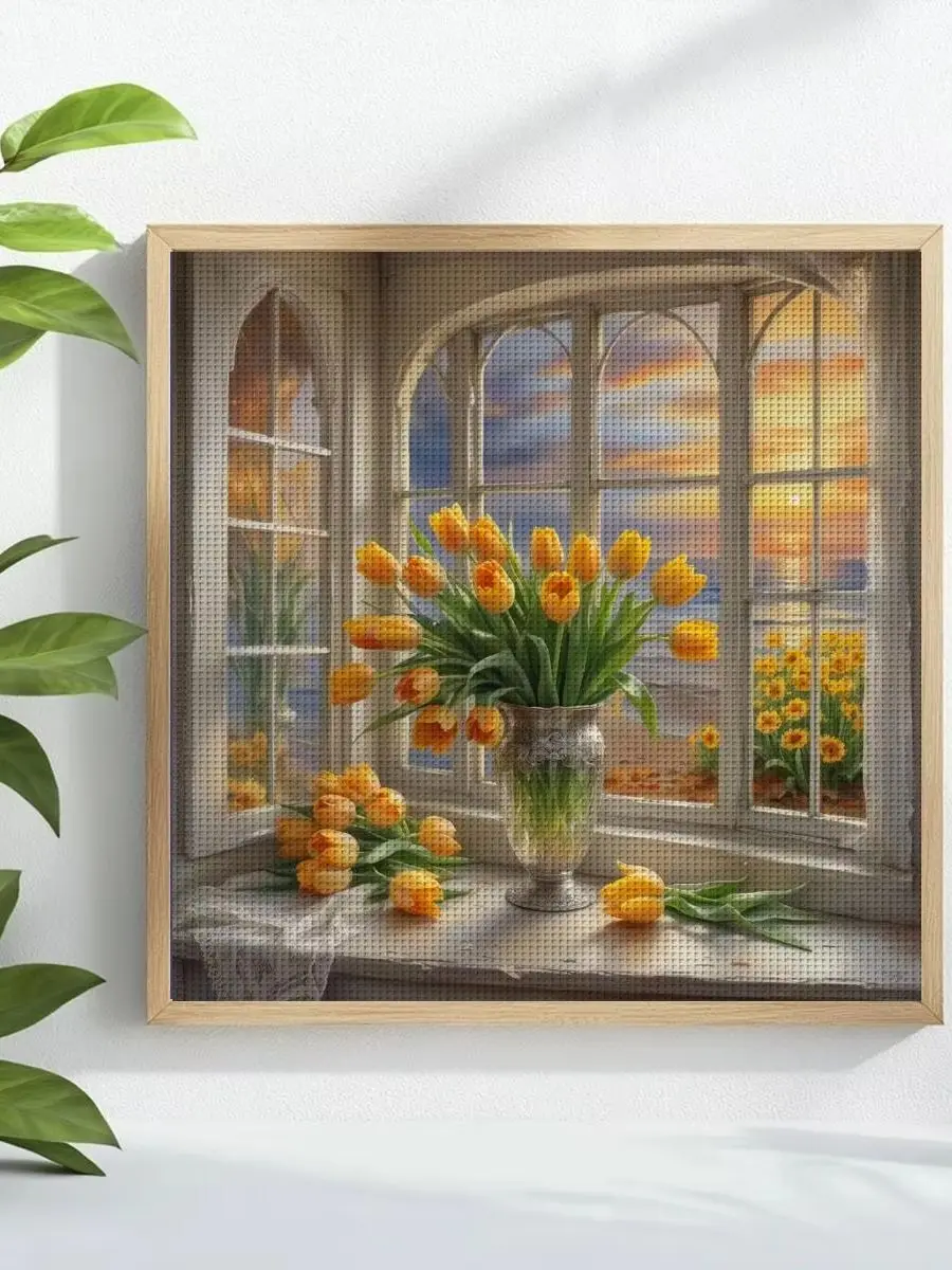 1 Stück 30x30 cm/11,8 Zoll Tulpen-Stickerei-Set DIY-Kit 11/14/16CT DIY-Stickerei-Set DIY-Kreuzstich-Set – Detail 1