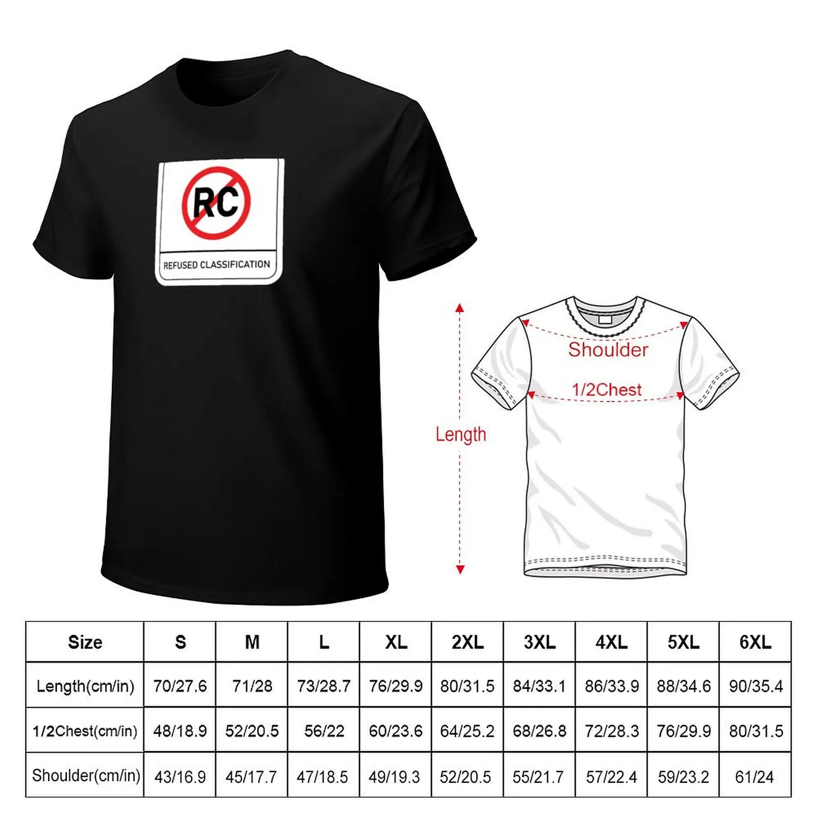 Australian Refused Classification (RC) Rating T-Shirt Large Size Short Sleeve T-Shirt