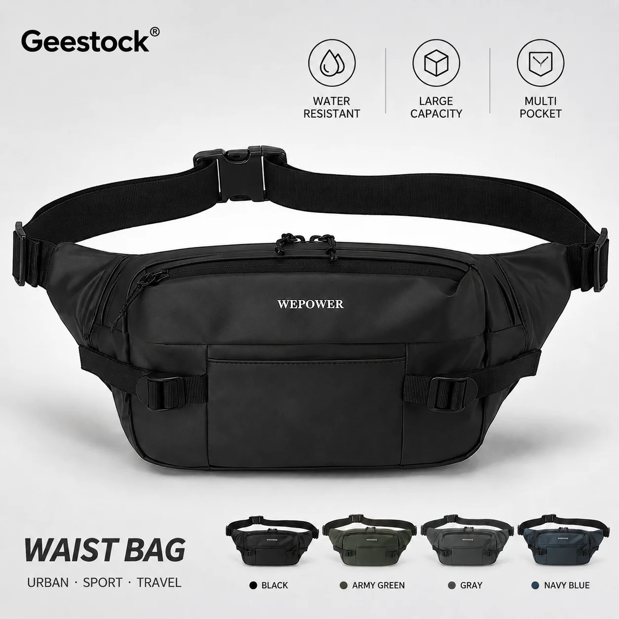Water Resistant Mens Sling Bag Large Capacity Multi Pocket Crossbody Chest Pack For Travel Hiking Cycling Daily Urban Commute