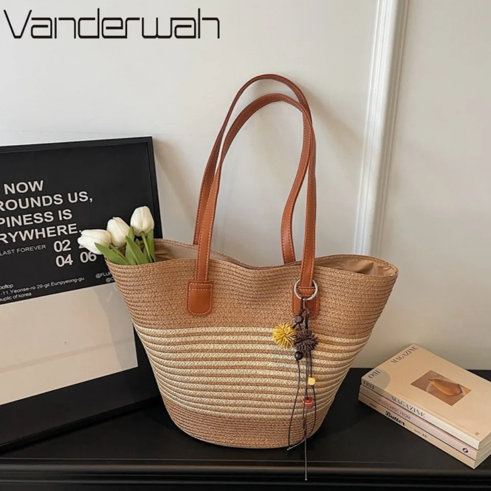 large-capacity-handmade-straw-stripe-handbags-women-summer-casual-beach-holiday-shoulder-bag-with-bead-decoration-weave-tote-bag