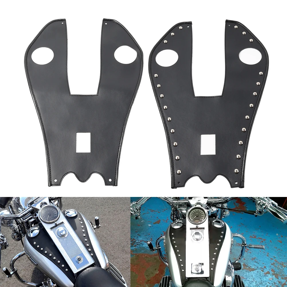 Motorcycle Leather Fuel Tank Pad Panel Cover Black For Harley Davidson Road King Models FLHRC FLHR