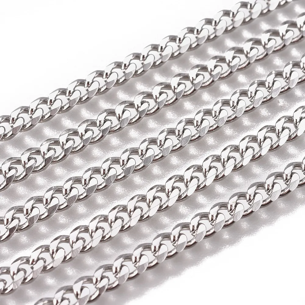 10m 304 Stainless Steel Curb Chains Twisted Faceted Basic Punk Chains For Fashion DIY Necklace Craft Jewelry Making Accessories