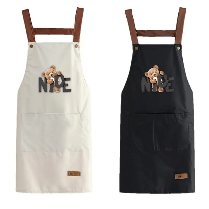 

Cooking Apron Adjustable Bib Apron with Pockets Waterproof Cooking Kitchen Aprons for Women Men Chef Apron Kitchen Accessories