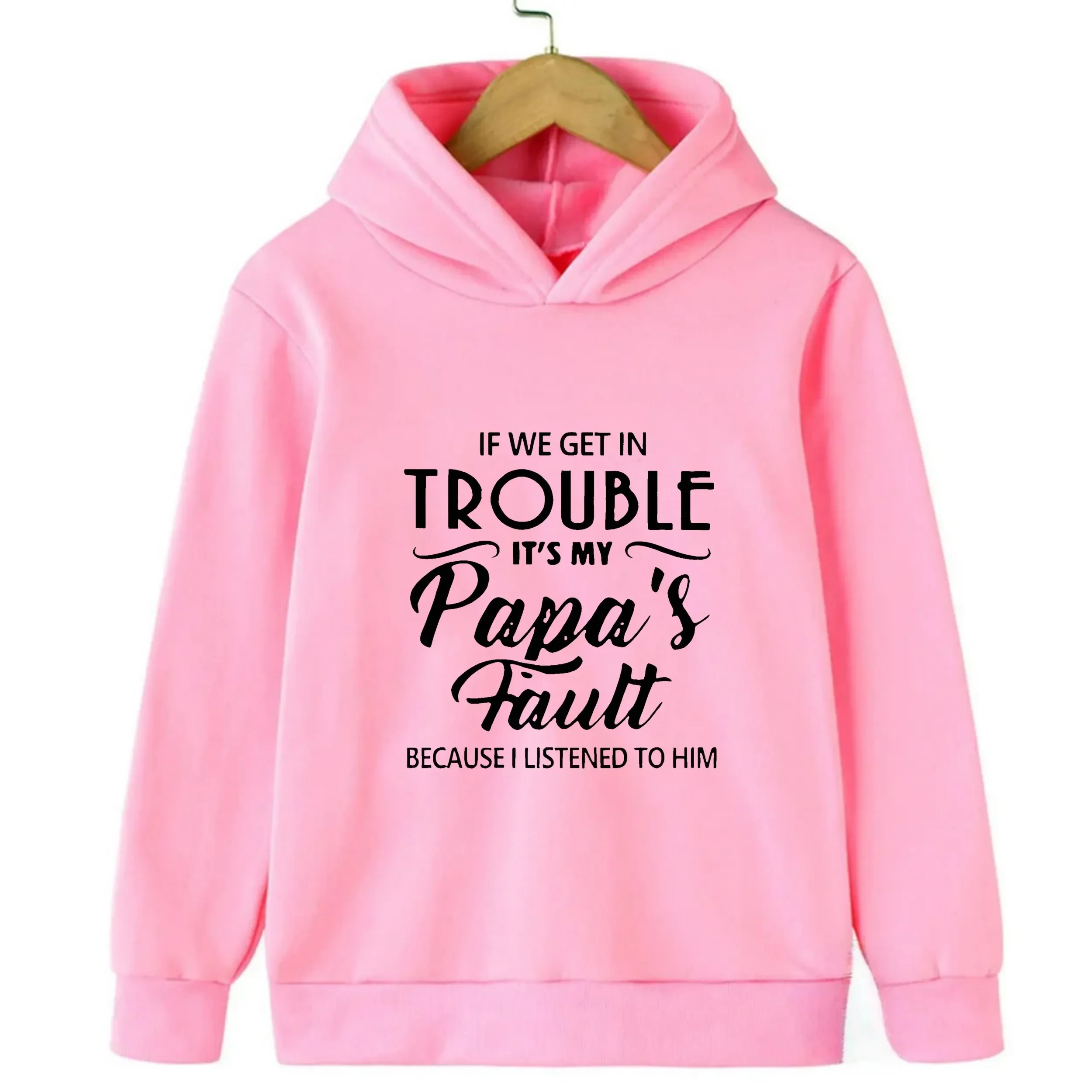 عرض ساخن لخريف 2025 بغطاء للرأس للأطفال "إذا نصل إلى مشكلة، إنه خطأ والدي" بلوفر بغطاء للرأس بأكمام طويلة مطبوع عليه شعار مضحك #3