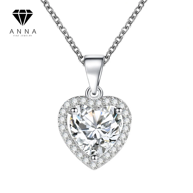 

Luxury 2 Carat D Color Heart Cut Moissanite Diamond 925 Sterling Silver Pendant Necklace Women Jewelry Anniversary Gift For Wife