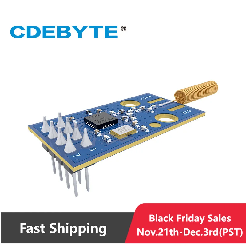 

Беспроводной модуль приемопередатчика CC1101, 4 шт., 433 МГц, 10 дБм, SPI SMD DIP E07-M1101D-TH, пружинная антенна, радиочастотный передатчик, приемник CDEBYTE