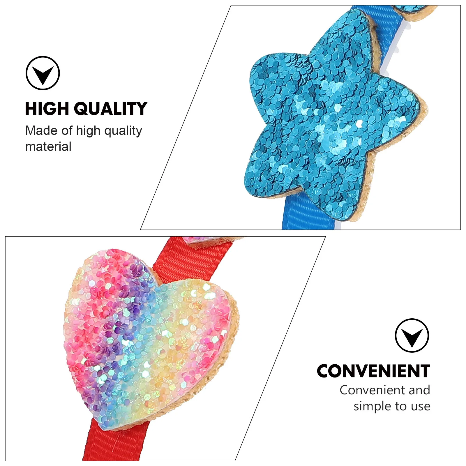 

10Pcs Loving Heart Headbands Sequin Scallion Lightweight Birthday Party Heart Shape Hair Hoop for Decorative Hair