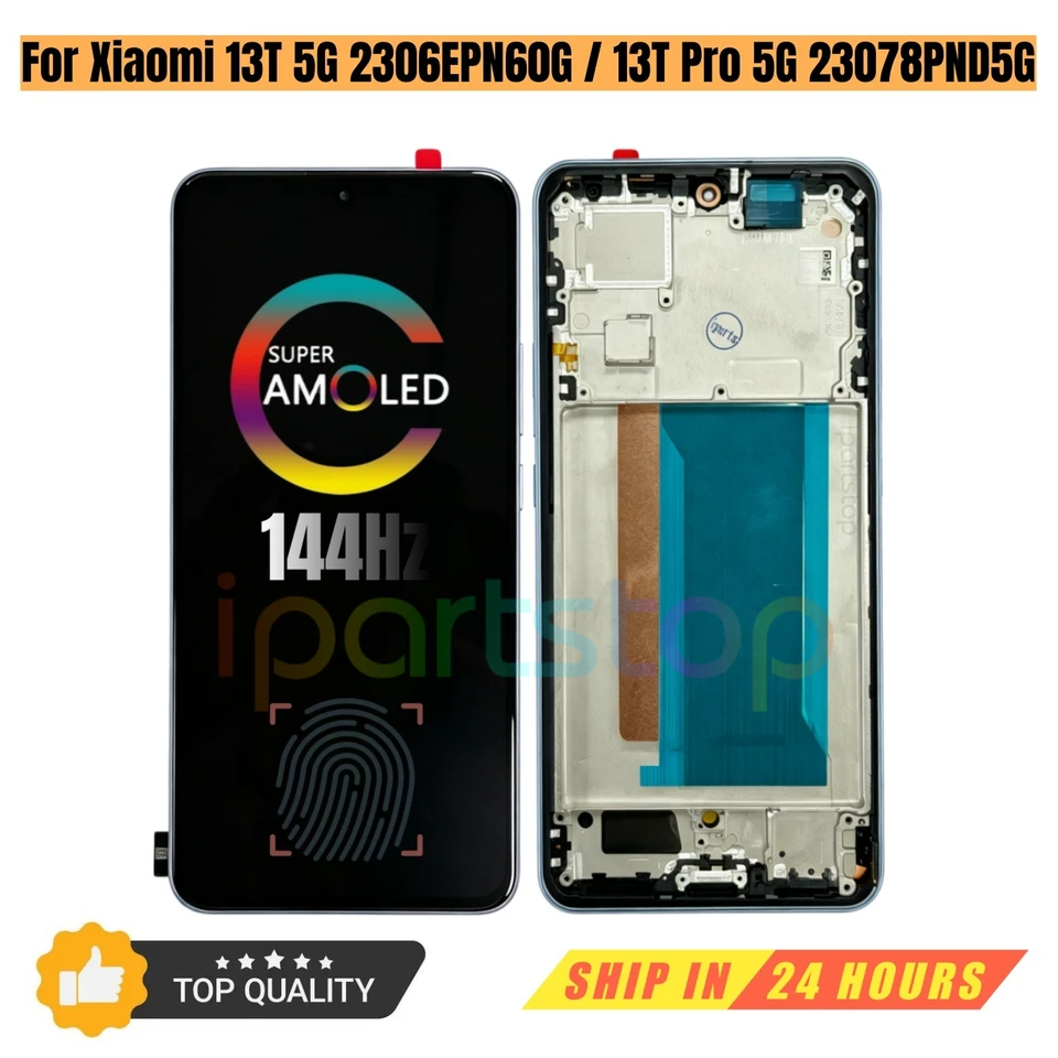샤오미 13T 2306EPN60G 13T Pro 5G 23078PND5G용 iParts 교체 디스플레이 144Hz AMOLED 터치 스크린 프레임 어셈블리 포함 OEM 썸네일 6