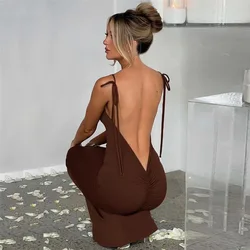 A42 Sexy backless strappy slim-fit hip-hugging evening dress