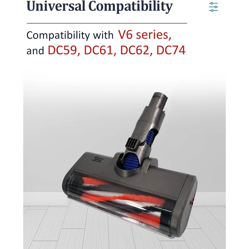 مرفق مكانس A44F لـ Dyson V6 DC58 DC59 DC62 DC72 رأس فرشاة أرضية محرك مباشر مع ضوء غبار لمنظف الخشب الصلب