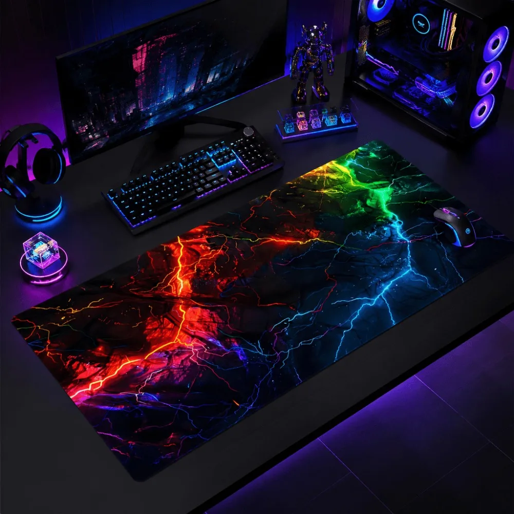Original lightning print, simple style. Suitable for gamers and desktop users. Keyboard and mouse on the desktop