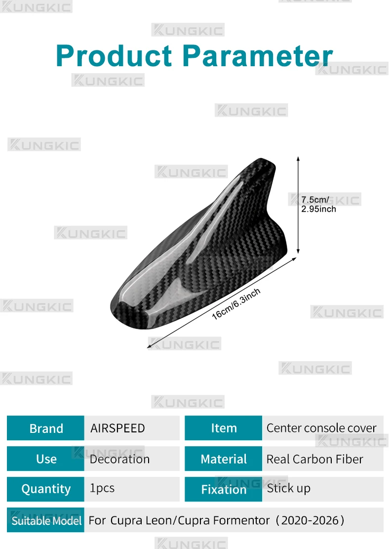 Echte Trockene Carbonfaser-Aufkleber für For Cupra Formentor/Seat Leon/Cupra Leon 2020 2021 2022 2023 2024 2025 2026 Cupra born 2021-2026 For Cupra tavascan/Cupra Terramar 2024-2026 Auto Haifischflossen-Antenne – Detail 11