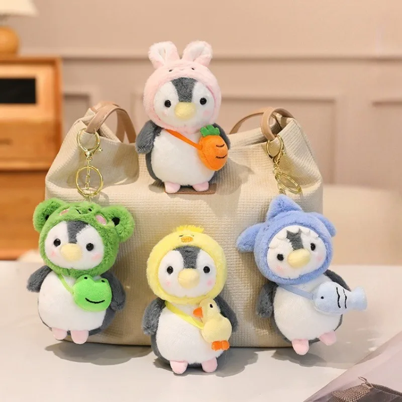 Niedlicher Pinguin-Plüsch-Schlüsselanhänger, weicher Kawaii-Cartoon-Pinguin mit Hüten, Schlüsselanhänger, Tasche, Ornamente, superweicher Plüsch-Anhänger, Paar-Geschenk – Detail 4