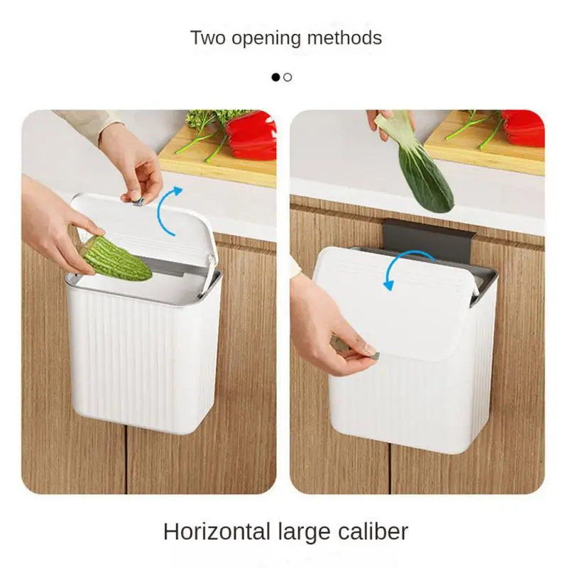 Hanging Trash Can Creative No Punching With Lid Large Capacity Trash Can Wall Mounted Trash Bin Recycling Kitchen Storage Bin