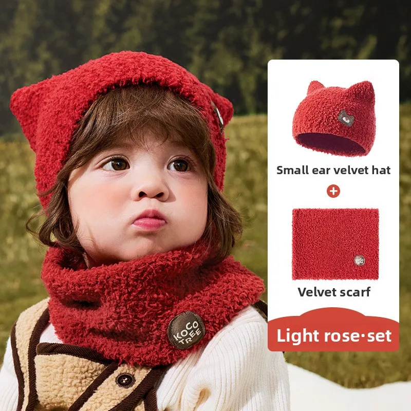 

2025 Autumn-Winter Baby Class-A Plush Hat & Scarf: Unisex, soft warm, ear/ fontanel protection,fits newborns—cozy for cold days!