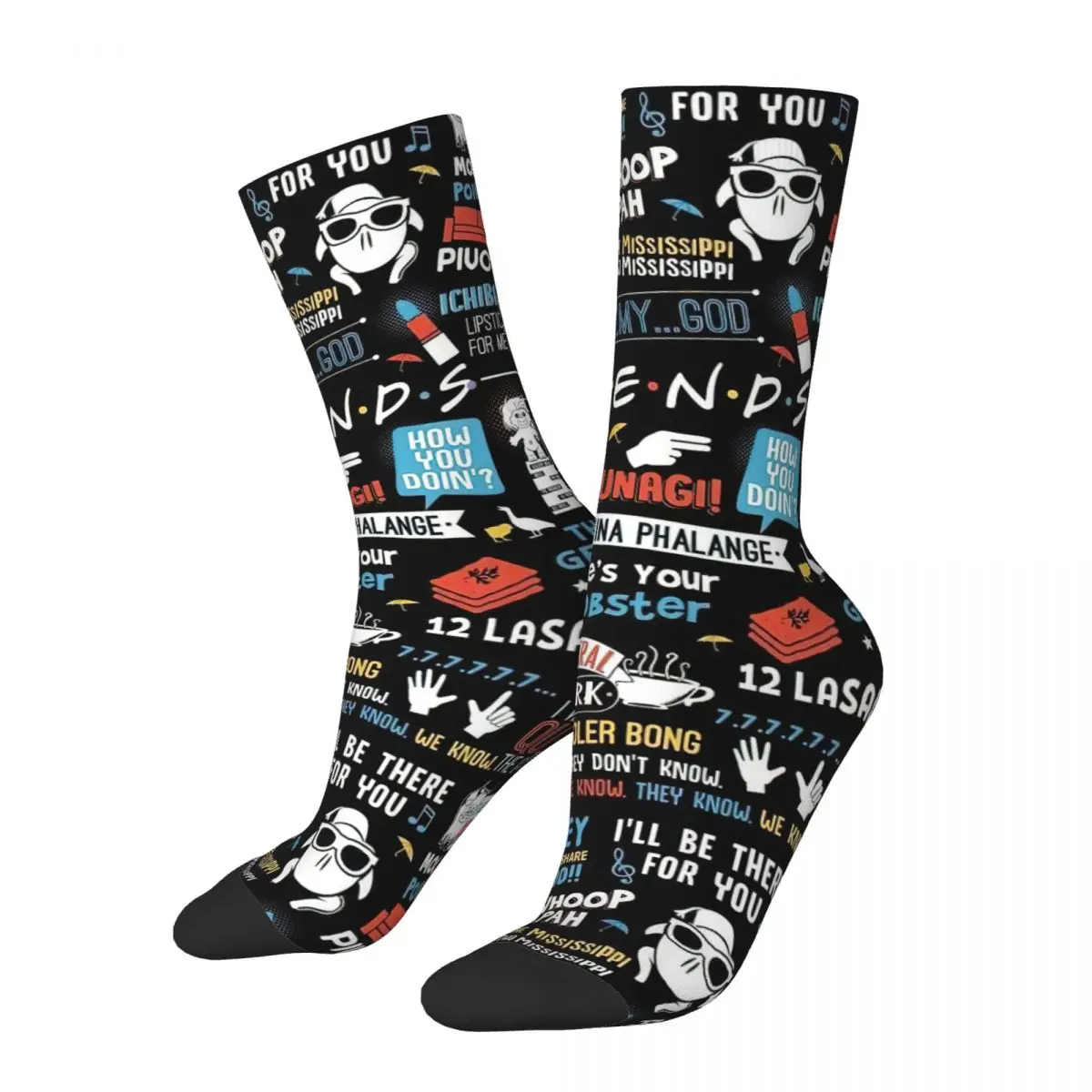 Calcetines de la serie Friends TV Show para hombre y mujer, medias de tubo medio informales con dibujos animados Central Perk, primavera, verano,