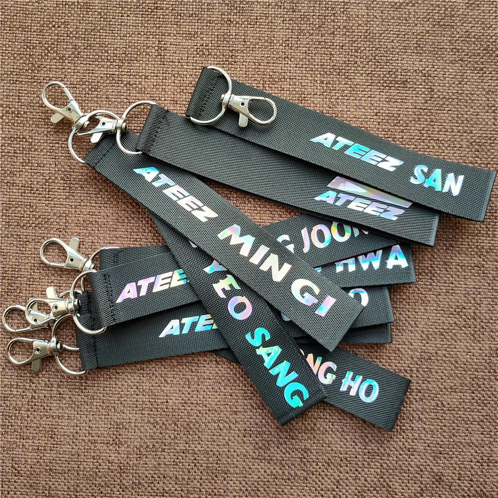 KPOP ATEEZ Laser Magic Phone Lanyard Keyring Seonghwa San Hongjoong Name Straps Pendant Bag Decor Fans Birthday Surprise Gifts