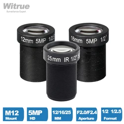 Witrue-Objectif de caméra CCTV, 5 mégapFête els, monture M12 X P0.5, 1/2 