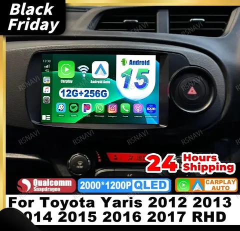 Car Radio Android 15 For Toyota Yaris 2012 2013 2014 2015 2016 2017 RHD GPS DSP DVD Viedo Player QLED Head Unit Qualcomm Stereo