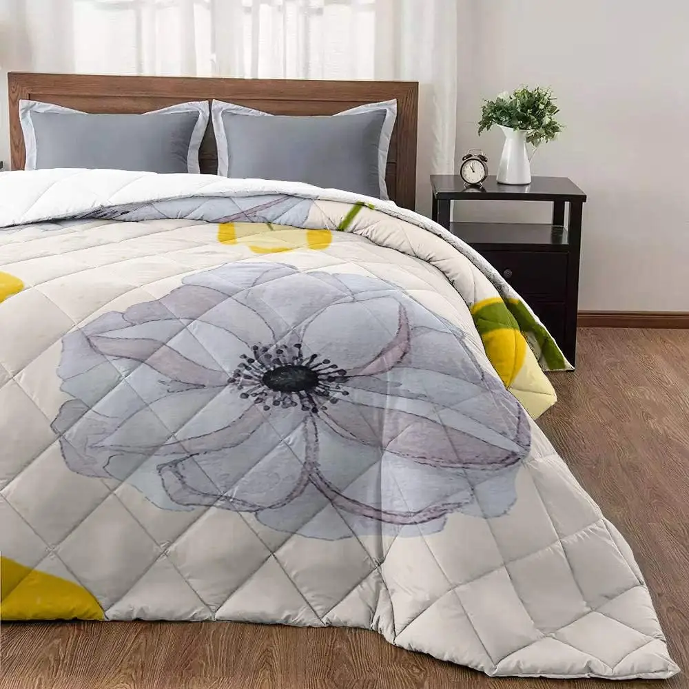 Thin Summer Bedspread for Four Seasons, Lightweight Bedding Blanket, Colorful Blooming Pattern, Soft Blanket, Available