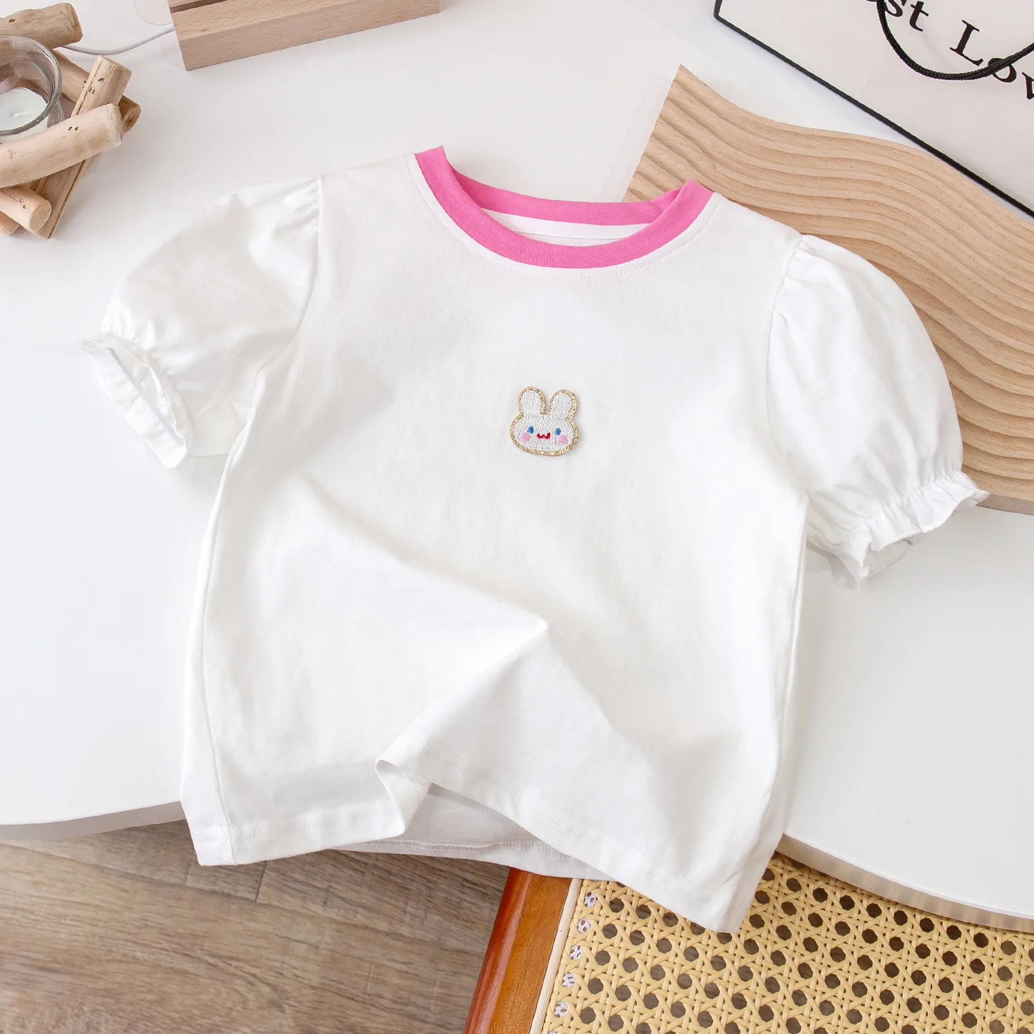 Kids T-shirt Cartoon Rrabbit Embroidery Tops kids clothes boys clothes girls tshirts  children cloth  girls clothes