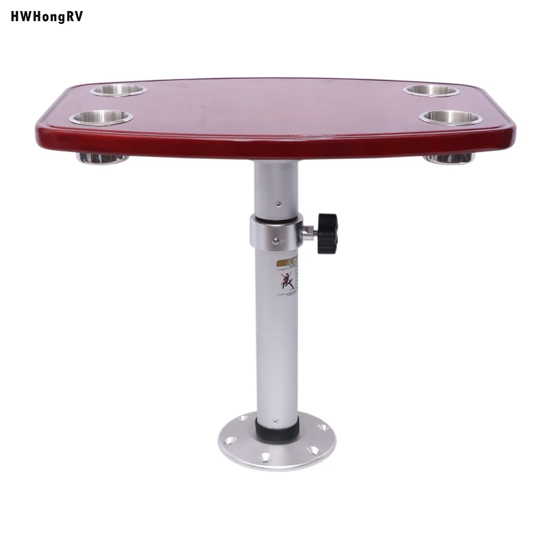 Hwhongrv Height Adjustable Oak Table Top with Aluminum Alloy Legs 25kg Load Capacity Easy Disassemble for Campervan RV Interior
