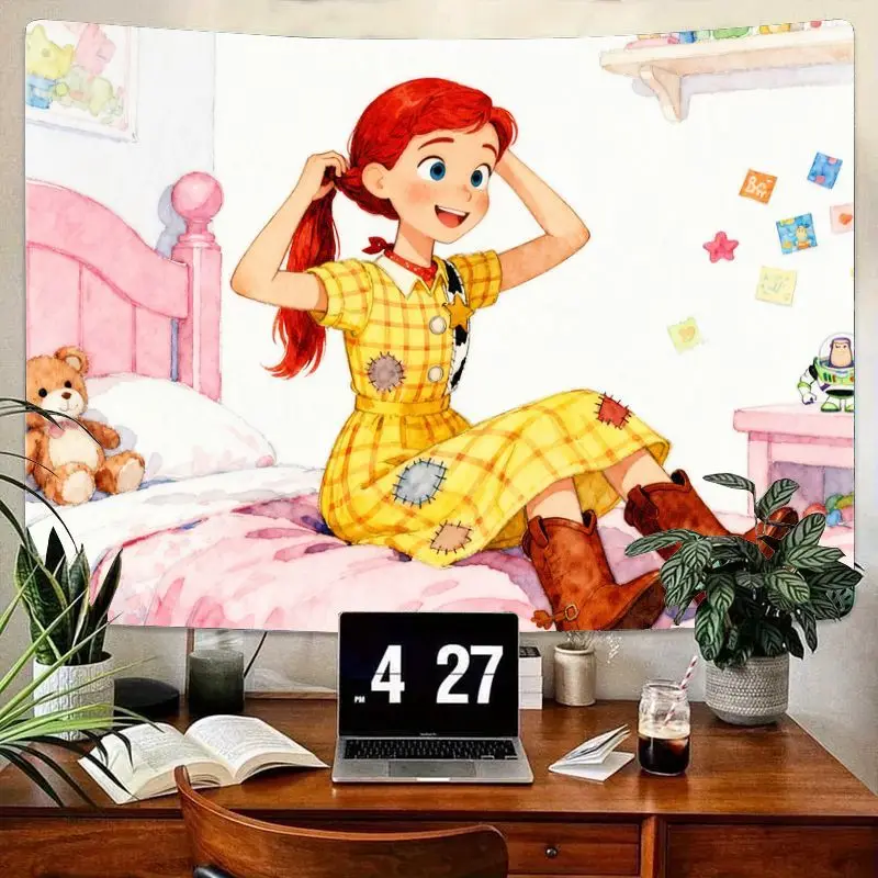 

1PC Toy Story Jessie Inspired Tapestry Cute Red Hair Cowgirl Wall Art Modern Polyester Bedroom Dorm Decor Gift for Girls Fans