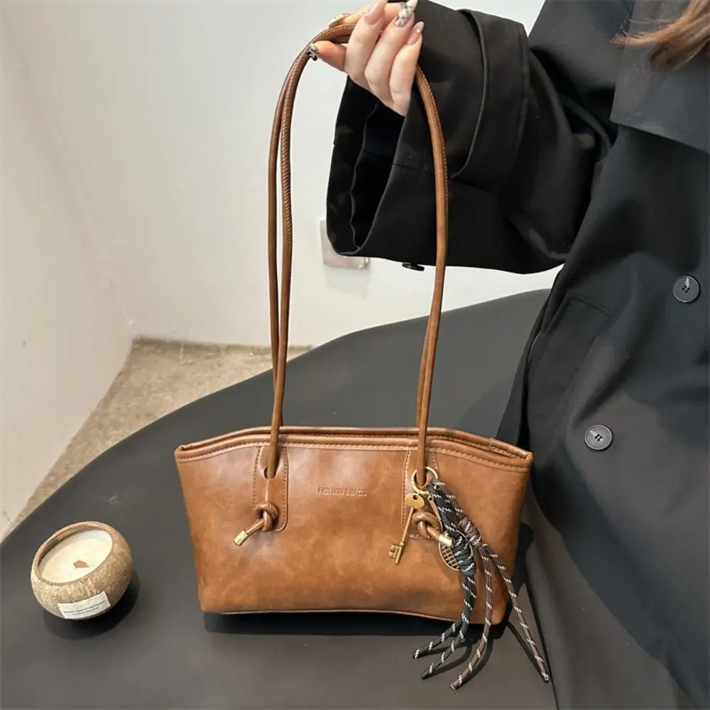 カジュアルヴィンテージ韓国風バッグ大容量脇の下PUレザーバッグハンドバッグ脇の下レトロトートバッグ女の子