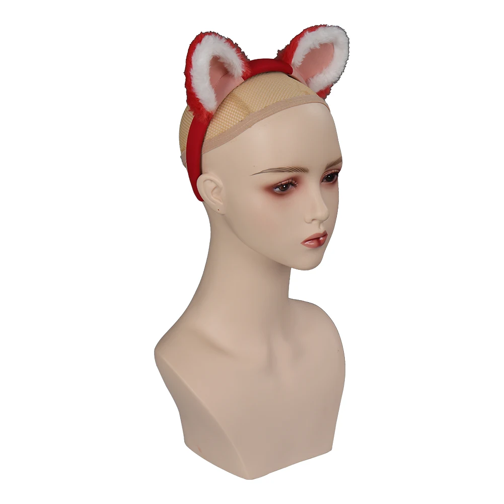 Accesorios para el cabello de Cosplay rojo, diadema rosa, banda para el pelo de oreja de gato de tela, tocado, regalos para niñas