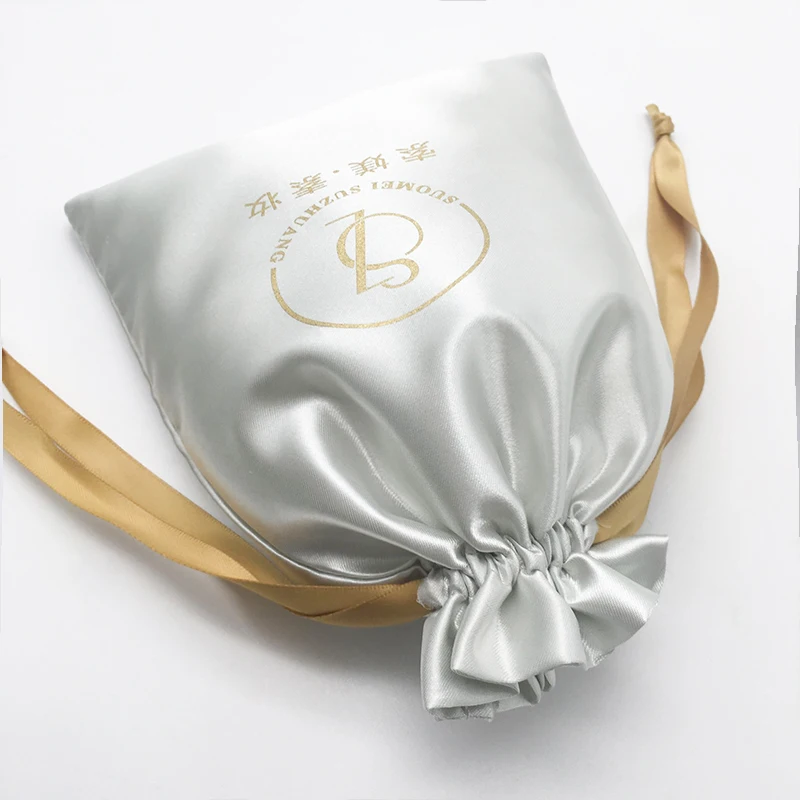 (50pcs/lot)  Satin Drawstring Bag Gift Packaging Wedding Jewelry Cosmetic Cute Cellphone Storage Pouch Customize Size & Logo