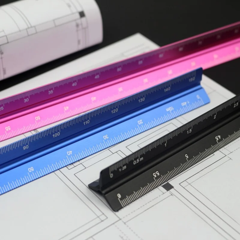 Triangular Scale Ruler 1Pcs 15cm Aluminum Alloy Metal Precise Clear Scale  for Architectural Drawing Engineering Sketch Students