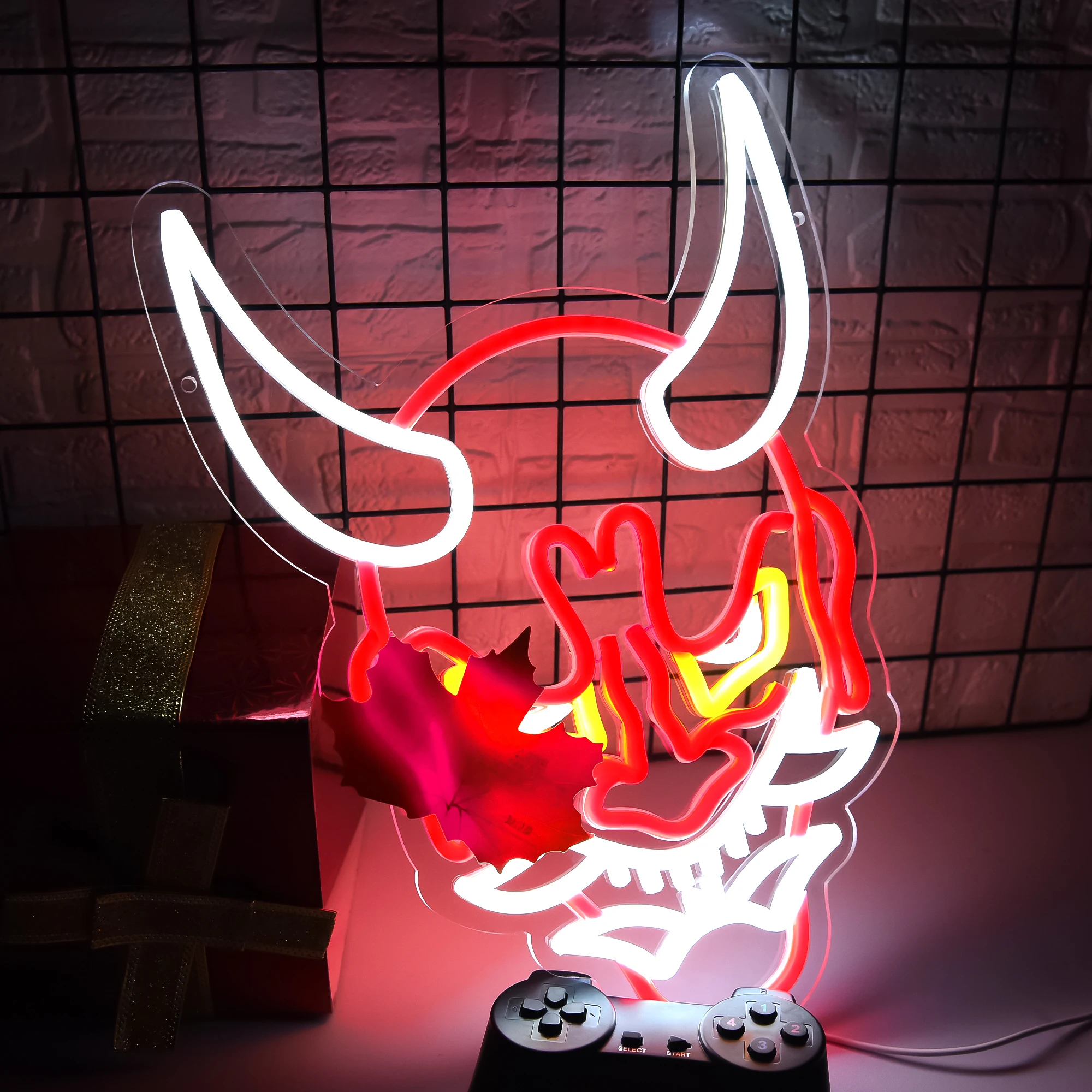 Hannya Mask Neon Signs for Game Room Anime Evil Neon Sign for Man Cave Birthday Party Unique birthday Christmas Gift