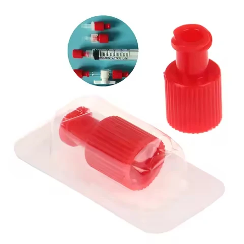 Disposable Red Combi Stopper Luer Lock Cap Sterile EO Medical Stopper for Syringe Infusion Tubing Three-Way Valve End Cup
