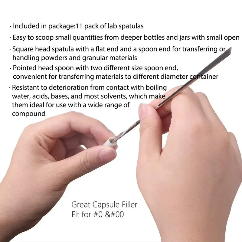 12Pcs Stainless Steel Lab Spatula Micro Scoop Reagent Laboratory Mixing Spatula 22cm Long Sampling Spoon for Lab Consumable