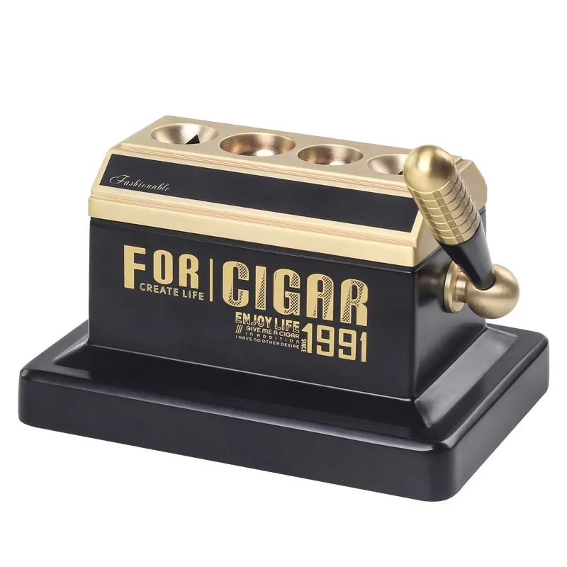 

Tabletop Cigar Cutter 4 Cuts 4 Cutting Sizes Hand Crank Cutting Desktop Scissors Wooden Box Packaging Storing Cigars CL-042