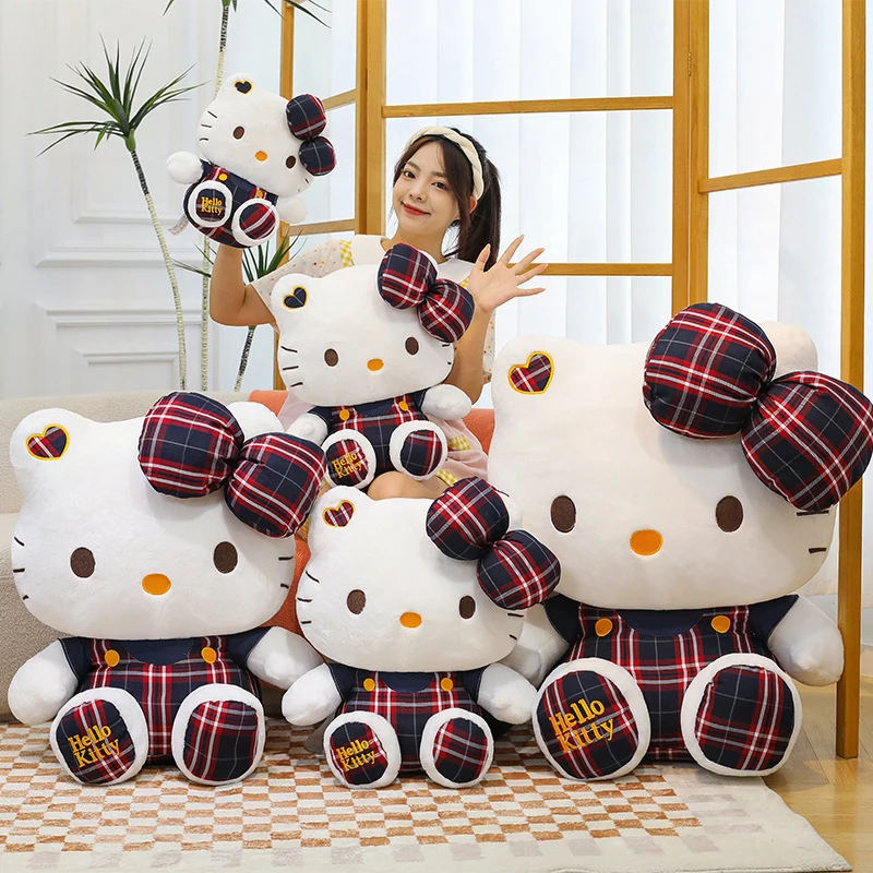 

Kawaii Cartoon Plaid Uniform HelloKitty Plush Toy Cute Kitty Doll Stuffed Animal Kids Sleeping Pillow Birthday Gift for Children