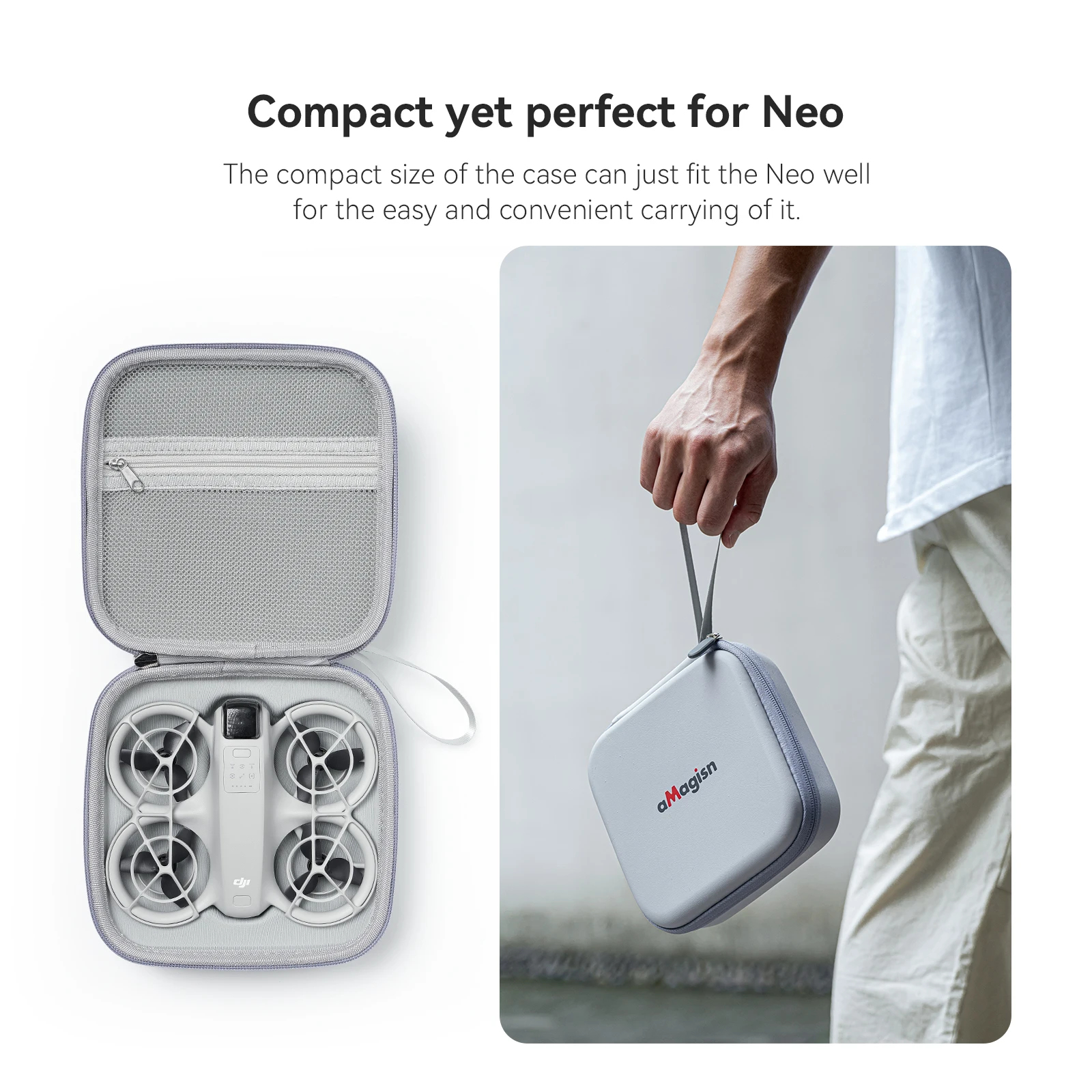 AMagisn NEO Estuche de transporte para DJI NEO, bolsa de almacenamiento pequeña de viaje portátil Estuche protector duro para accesorios de drones DJI NEO