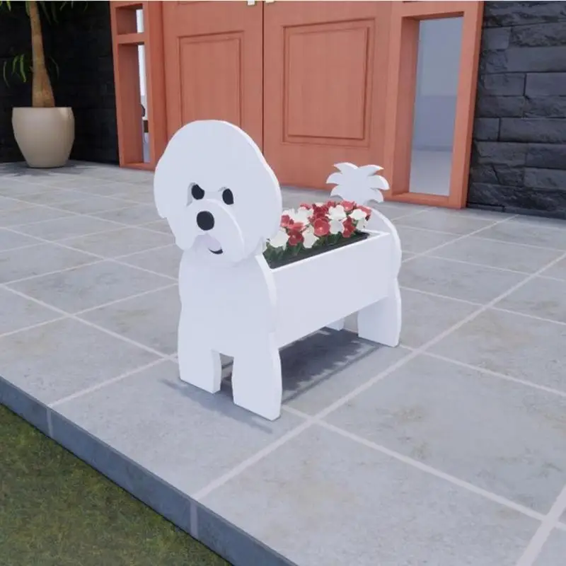 Garden Flower Pot Dog Planter Schnauzer Bulldog Poodle Corgi Yorkshire Garden Pots DIY PVC Flower Planter Garden Home Decoration