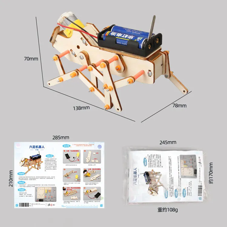 Estudantes tecnologia diy pequena produção artesanato conjunto de material artesanal hexapod robô crianças rastejando robô cão montagem modelo brinquedo
