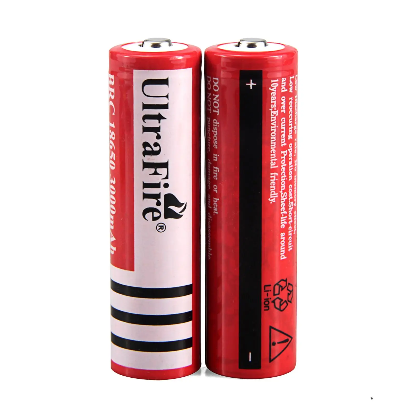 UltraFire 3.7V 3000mAh 18650 Rechargeable lithium Batteries Cells without PCB for Flashlight Mouses Toys Actual capacity 1200mAh