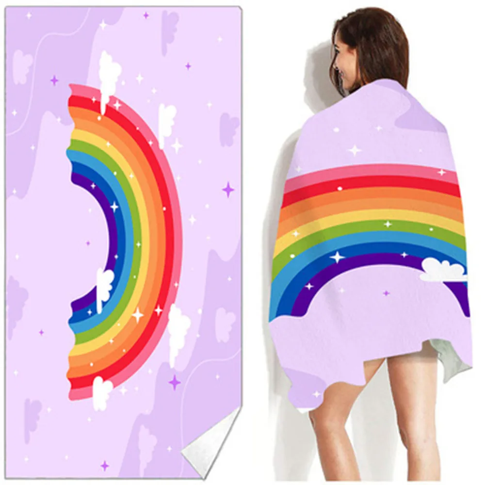 Fresh Rainbow Series Printed Beach Towel for Adult Quick Drying Swimming Surf Shower Towel Outdoor Travel Yoga Mat Women Gifts