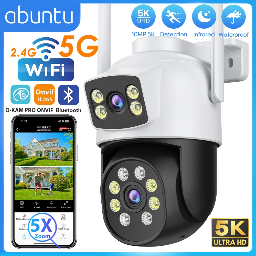 

8MP 4K Wifi Surveillance Camera Outdoor Dual Lens IP Camera PTZ Human Detection Auto Tracking 10MP 5K UHD Security Camera O-KAM