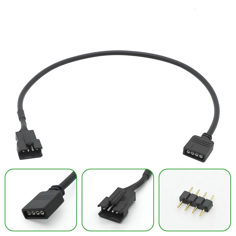 5V 3 Pin / 12V 4 Pin 30cm Motherboard RGB Adapter Conversion Cable for PC Computer LED Light Strip SM Wire Line 3/4P Male Female