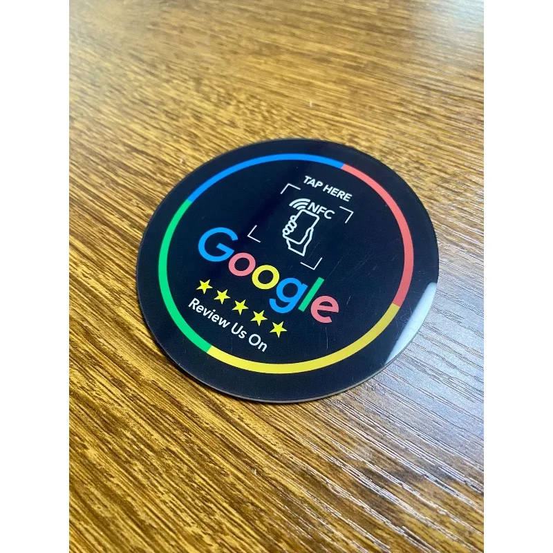 Cross-border NFC Round Table Sticker NTAG213 High-quality Acrylic Review Card for Google Restaurants, Hotels, and Merchants
