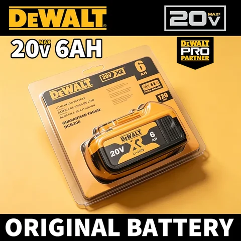 100% Original DeWalt Batteries 20V 6000mAh Li Ion Battery For DCB206 DCB205 DCB204 DCB200 DeWalt Power Tools Air Transport