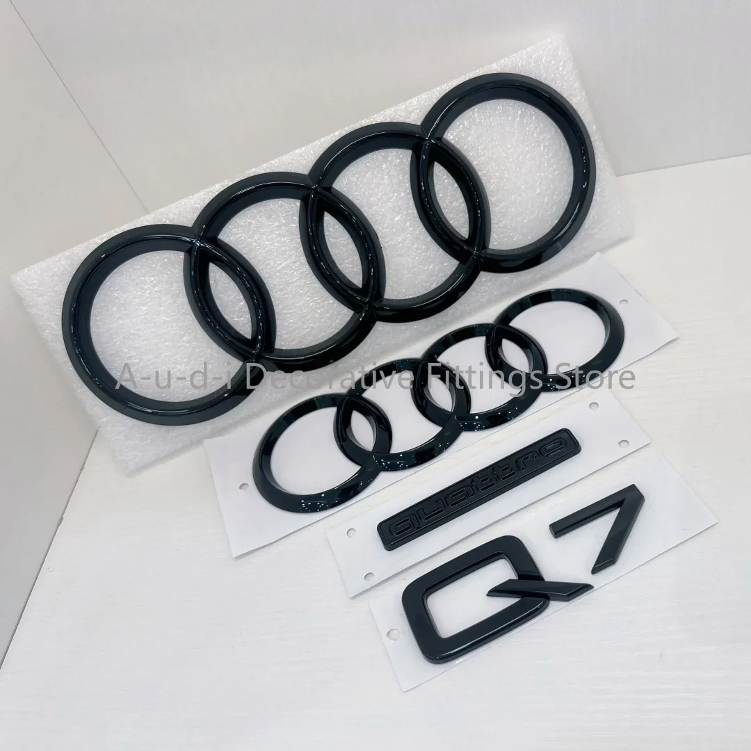 Audi Q7 front and rear four-ring badge ABS luggage sticker is suitable for Q7 2016-2023 auto parts 50/55TDI 50/55TFSI sticker.